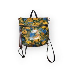 Patricia Nash Luzille Convertible Backpack Crossbody Tote Leather & Suede Floral
